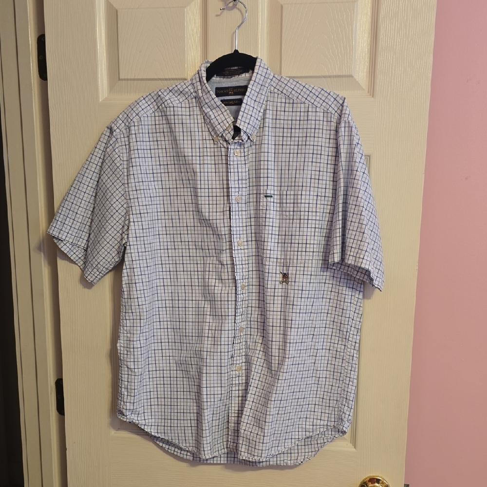Tommy Hilfiger‎ Men's Blue and White Plaid Shirt